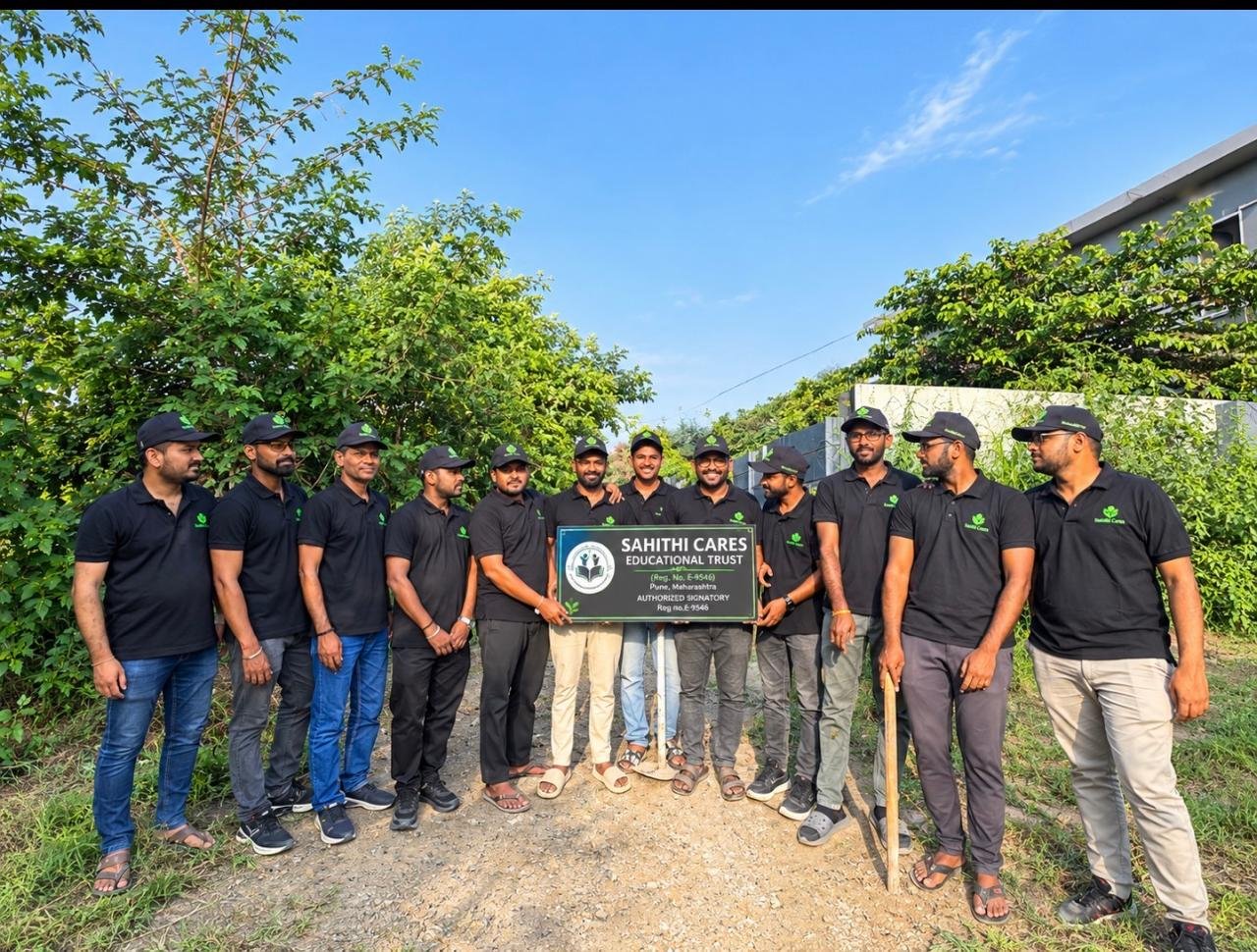 Sahithi Cares volunteer team at a tree plantation drive in Pune